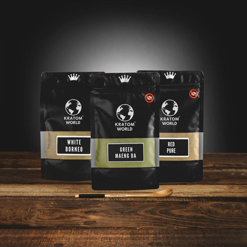 Kratom World Starter Pack mintacsomag Green Red Gold White Kratom por 3 x 50g maeng da bali wild szuper zöld